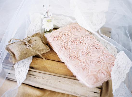 pink rosette wedding purse