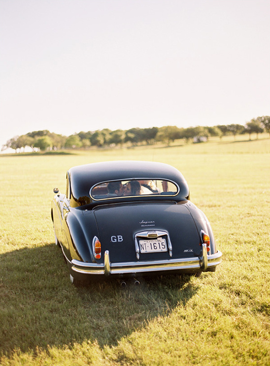 vintage wedding getaway Jaguar from Austin Classic Limo