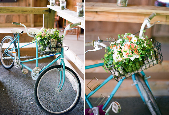 vintage tandem bike at wedding