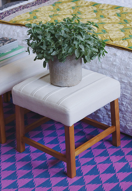 Potted plant on small stool bedroom decor idea