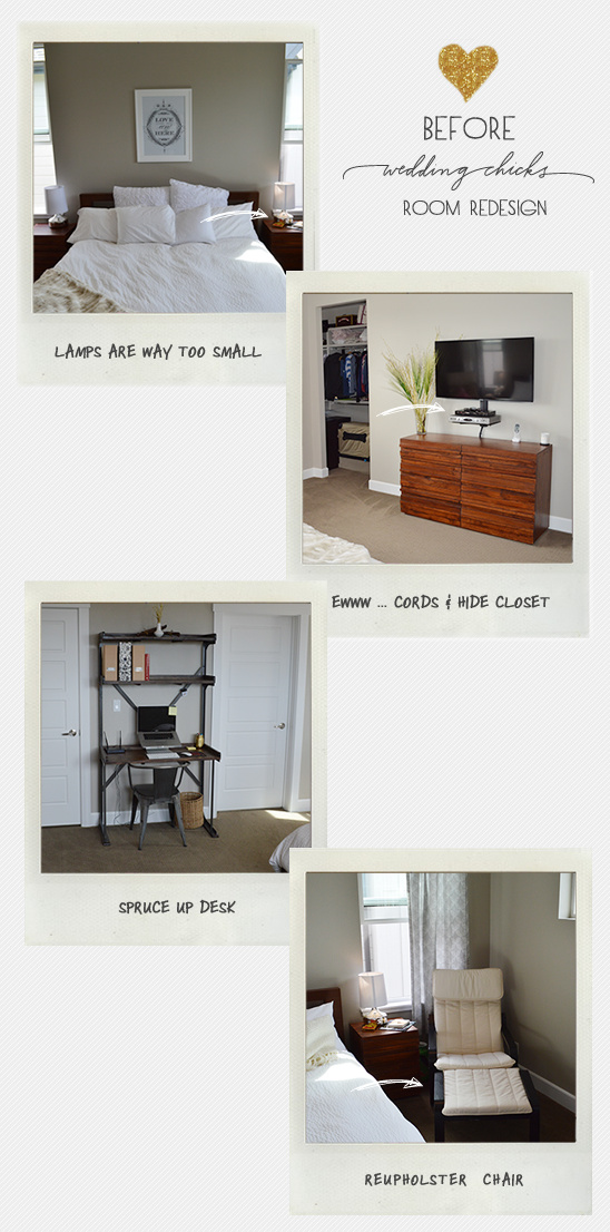 Bedroom before wedding redesign improvements collage