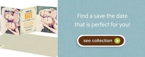 Save the date card with couple for wedding event