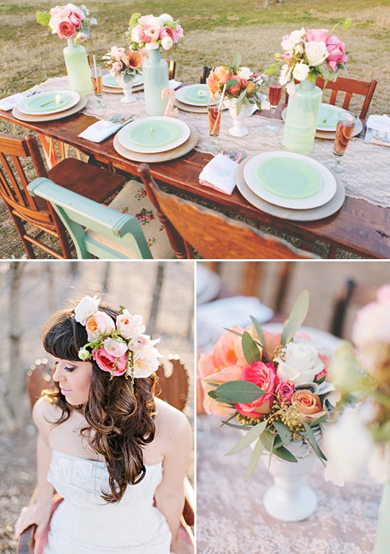 mint and peach wedding decor ideas
