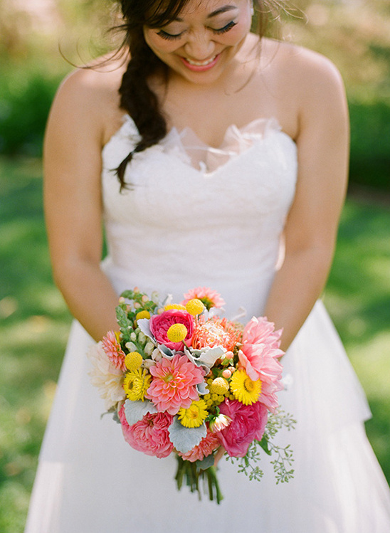 pink yellow and mint bouquet by Bash Please