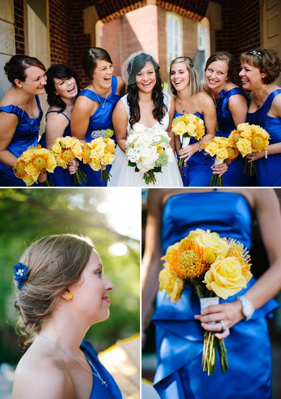 bright blue bridesmaid dresses