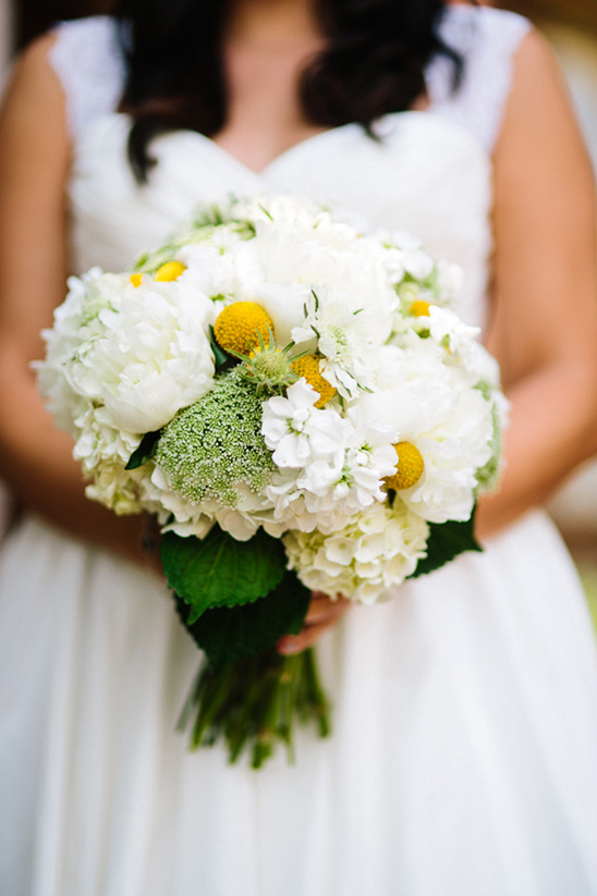 Elegant white and yellow wedding bouquet