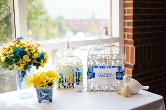 Wedding card box with yellow and blue flowers