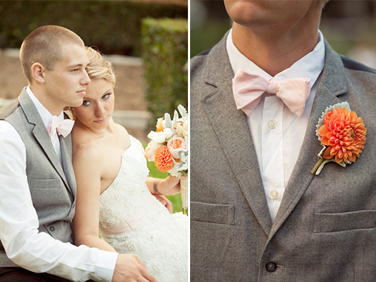 pink and gray groom looks