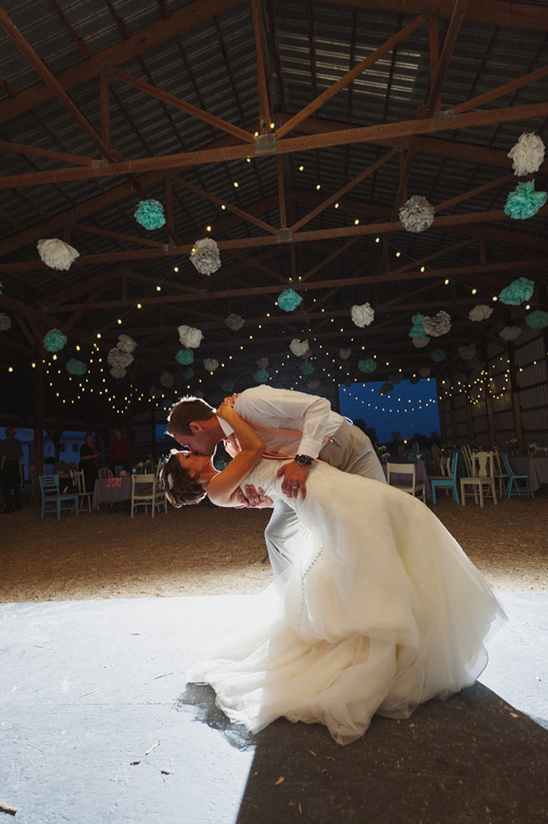 wedding dancing in barn