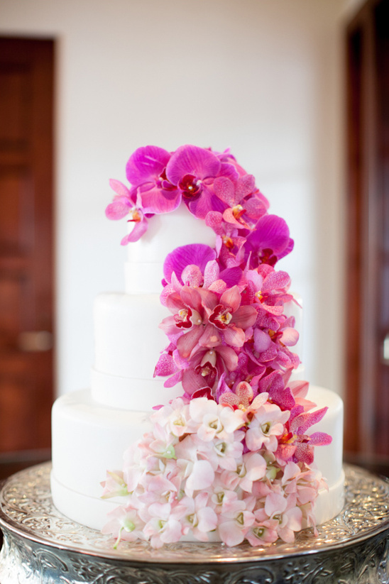pink floral ombre wedding cake by Bacara Resort and Spa