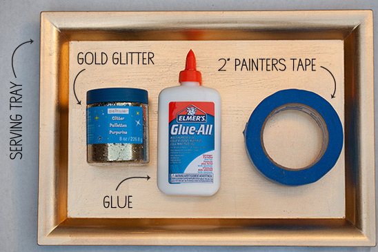 DIY Glittered Gold Serving Tray supplies