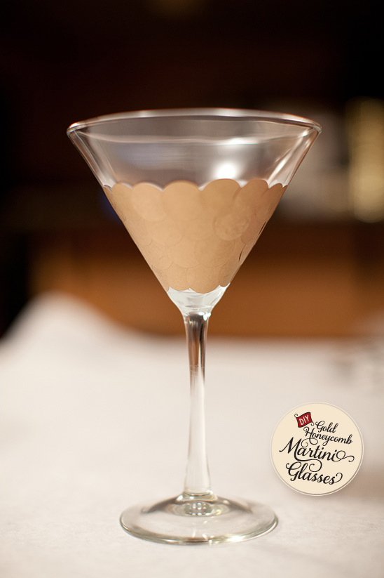 DIY Gold Honeycomb Martini Glasses