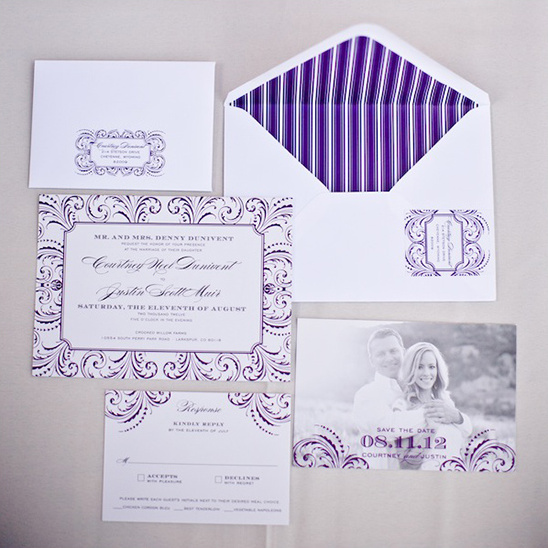 purple wedding invites by Belletristics
