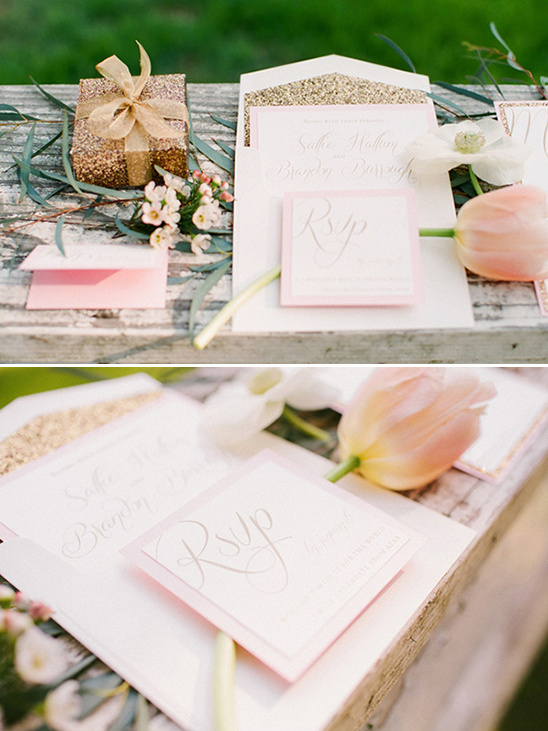 light pink wedding stationery by Hum Design Company
