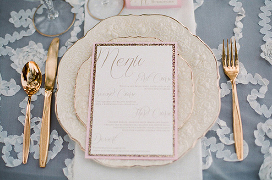 gold and pink table settings