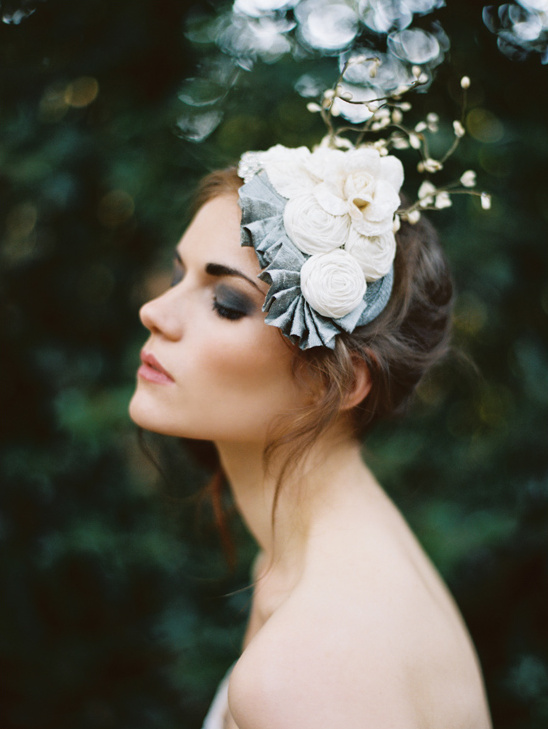 Woman with delicate floral headpiece
