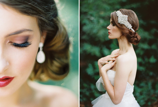 Elegant bride with beautiful makeup and accessories