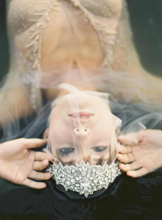 Woman with ornate jeweled tiara and veil
