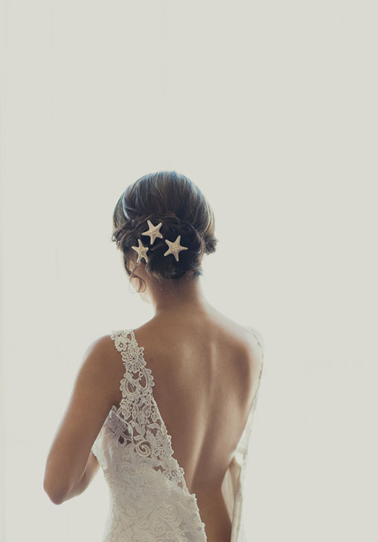 wedding hair with seashells