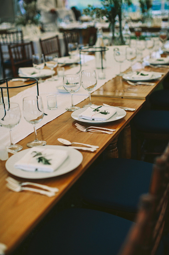 Rustic wedding reception table setting