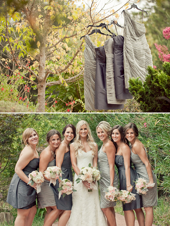 grey bridesmaid dresses by Monique Lhuillier