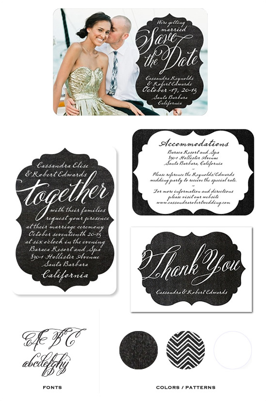 black and white wedding invite
