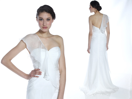 One shoulder wedding dress with sheer detail design