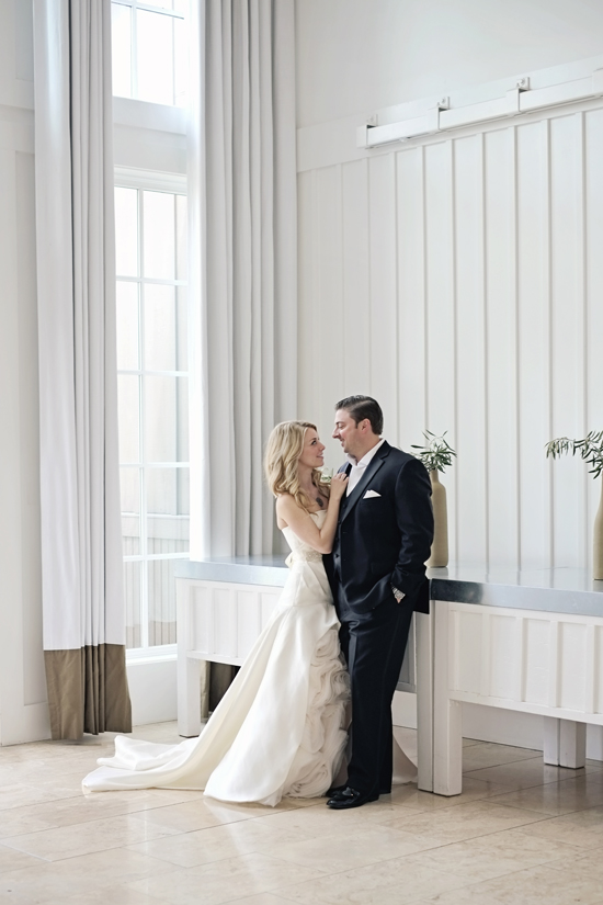 Couple in wedding attire,  romantic indoor shot