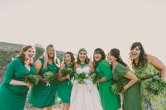 mix and match green bridesmaid dresses