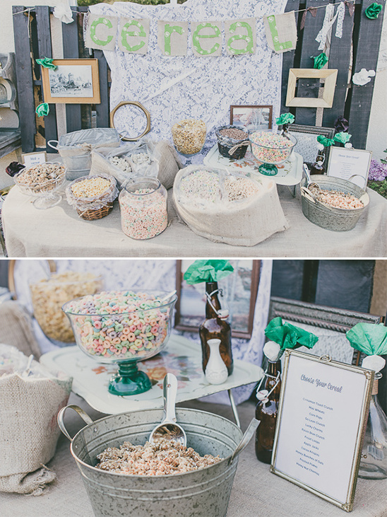 A beautiful cereal bar with many different cereals to choose from