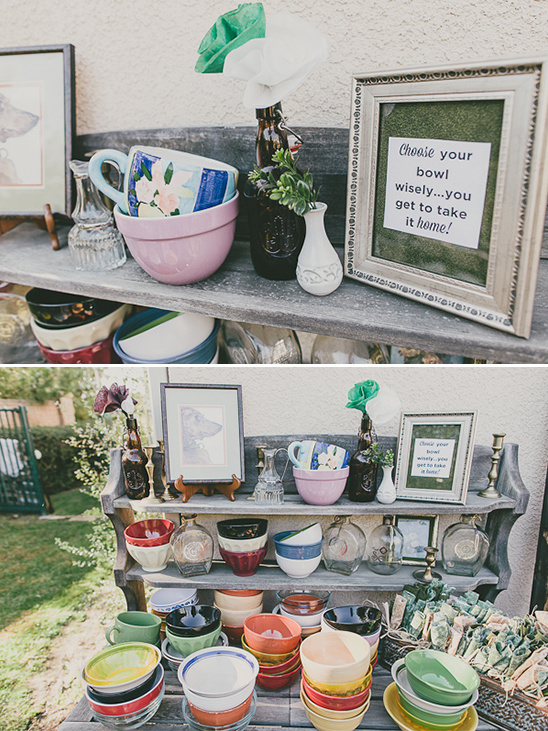 Colorful bowls arranged on shelves, ready to be chosen