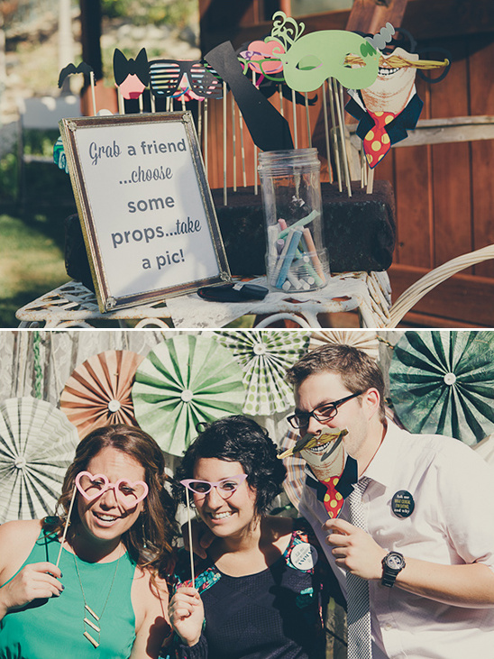 Photo booth with fun props encourages happy memories for guests