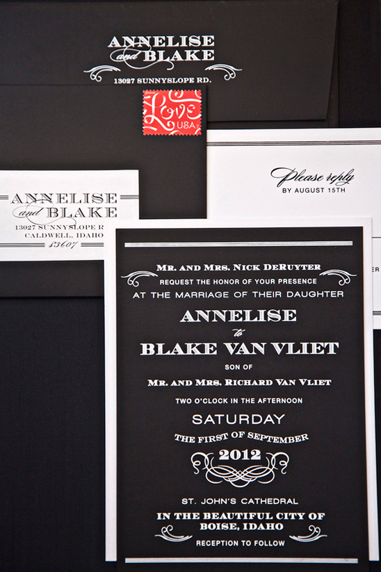 black and white wedding invites by Paisley Roberts