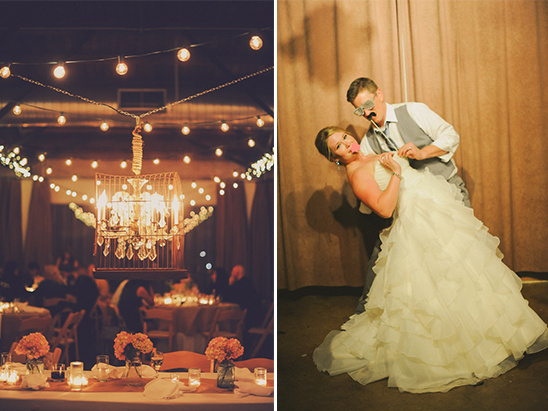 Wedding reception with bride and groom