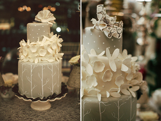 gray and white wedding cake