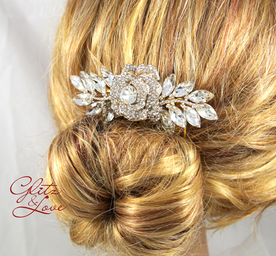 Rose Gold Garden Theme Hair Comb