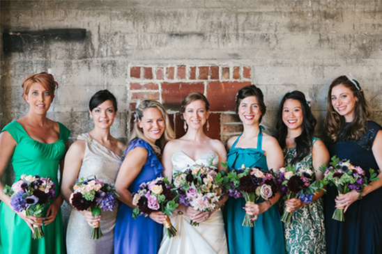 green and blue bridesmaid dresses