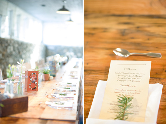 Wooden table setting with menu cards