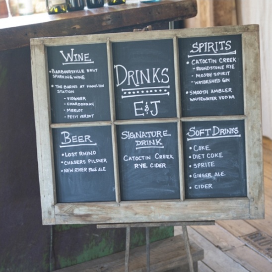 rustic chalkboard drinks menu sign