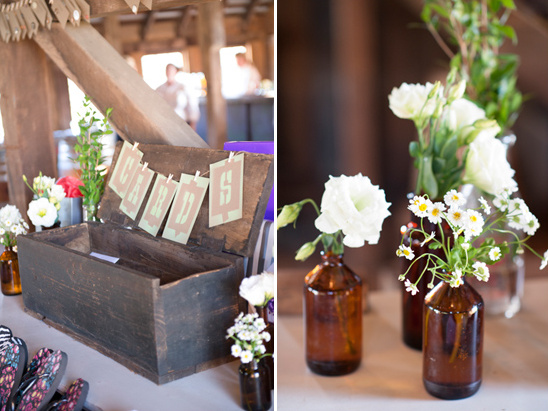 Rustic wooden card box with cards sign