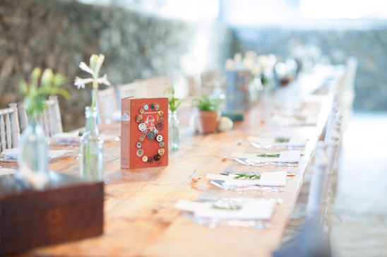 Rustic table setting with number eight centerpiece