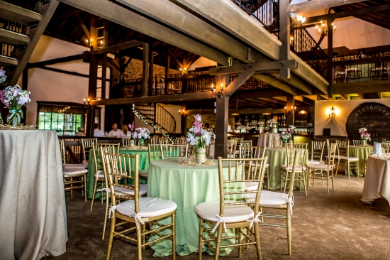 Elegant interior with tables set for a wedding reception