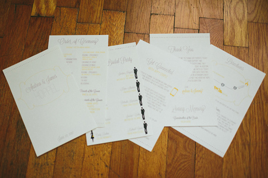 Wedding ceremony details: Order of events, directions, and thank you note