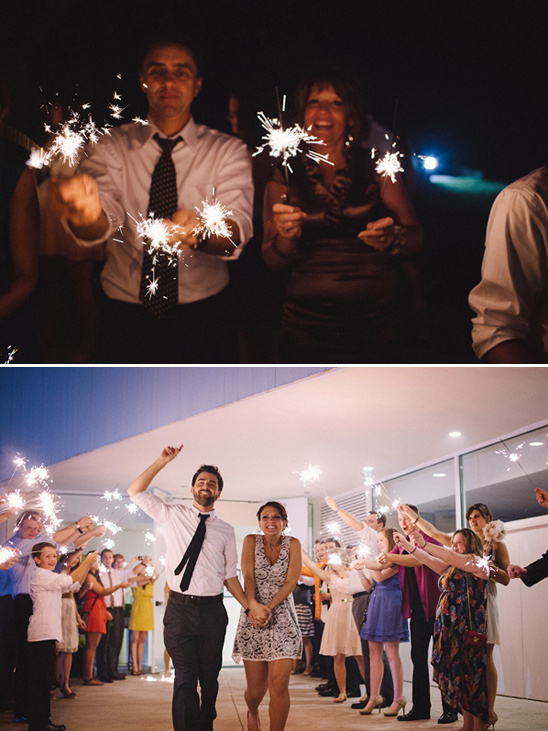 Wedding sparklers send off happy couple