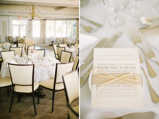 Elegant wedding reception with thank you card detail