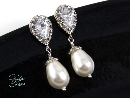 Simple bridal earrings