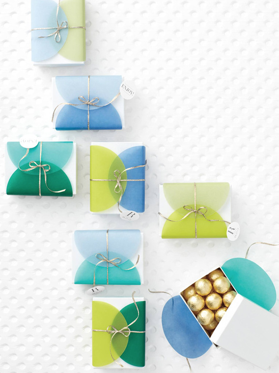 Elegant presents with translucent wrap and golden ribbon
