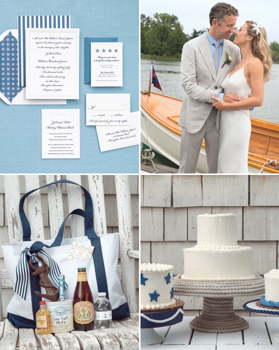 Nautical themed wedding details invitation couple and cake
