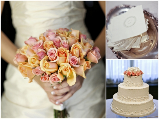 Wedding bouquet invites cake arrangement image