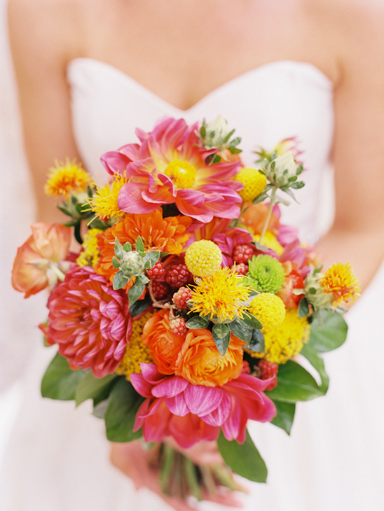 bright pink and yellow bouquet